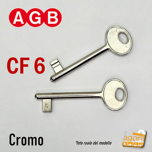 Chiave per porta interna serratura patent AGB cromo cromata nichelata normale standard semplice originale cf 6 N6