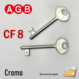 Chiave per porta interna serratura patent AGB cromo cromata nichelata normale standard semplice originale cf 8 N8