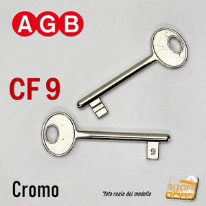 Chiave per porta interna serratura patent AGB cromo cromata nichelata normale standard semplice originale cf 9 N9