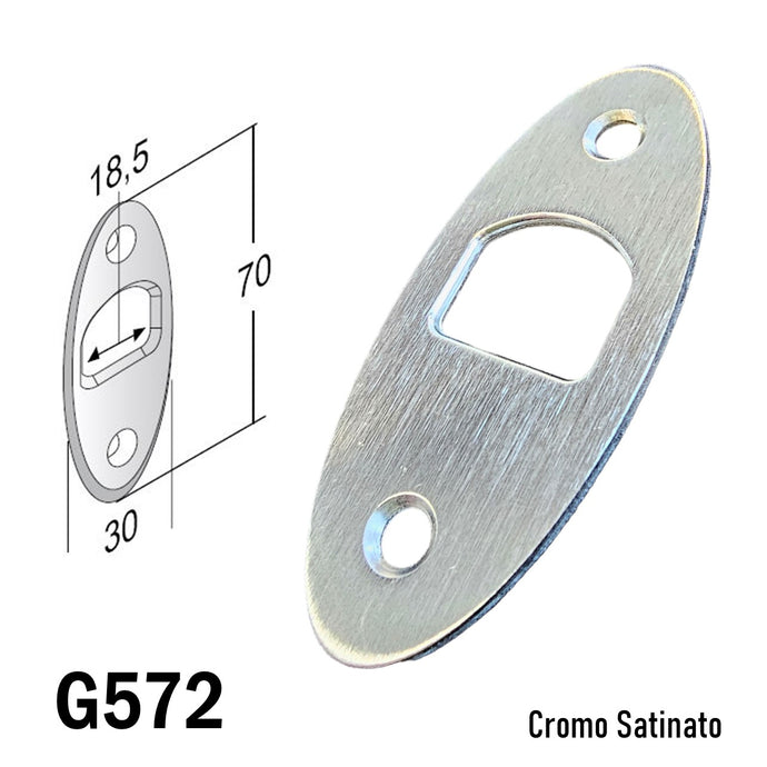 Riscontro Gaccia G572 Bonaiti 70x30 x Serrature Scorrevoli scrigno a gancio Cromo Satinato Cromata satinata Incontro riscontro gaccia per porte