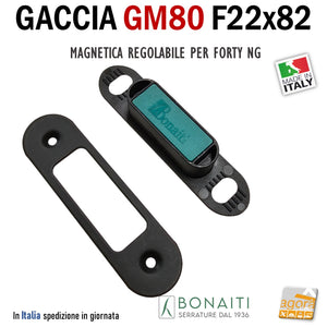 Riscontro Gaccia Bonaiti GM80 Magnetica Contropiastra per Serrature FORTY NG Regolabile Nera 4GM80000K5 gaccia MATT BLACK
