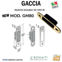 Load image into Gallery viewer, Riscontro Gaccia Bonaiti GM80 Magnetica Contropiastra per Serrature FORTY NG SMART Regolabile Bronzo Anticato Lucido Controcartella per serratura F82x22 Frontale 82x22mm
