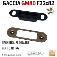 Carica l'immagine nel visualizzatore di Gallery, Riscontro Gaccia Bonaiti GM80 Magnetica Contropiastra per Serrature FORTY NG e Bonaiti SMART Regolabile Bronzo Verniciato Controcartella per serratura mm 82x22 bordo tondo incontro magnetico
