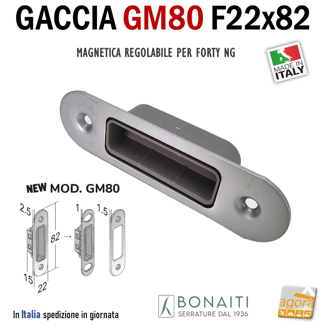 Riscontro Gaccia Bonaiti GM80 Magnetica Contropiastra per Serrature FORTY NG Regolabile