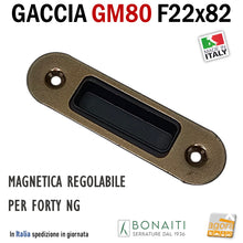 Carica l'immagine nel visualizzatore di Gallery, Riscontro Gaccia Bonaiti GM80 Magnetica Contropiastra per Serrature FORTY NG e Bonaiti SMART Regolabile Bronzo Verniciato Controcartella per serratura mm 22 x 82 bordo tondo incontro magnetico

