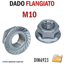 Carica l&#39;immagine nel visualizzatore di Gallery, DADI metrici FLANGIATI DENTATOI TESTA LARGA RONDELLA ZIGRINATA ZNB M10 DADI FILETTATI METRICIO DIN6923 zincato bianco
