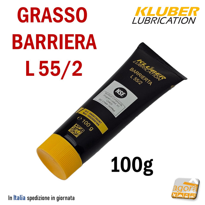 GRASSO LUBRIFICANTE KLUBER BARRIERA L 55/2 art. 0900130287 100 GRAMMI BARRIERTA disponibile pronta consegna