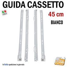 Carica l&#39;immagine nel visualizzatore di Gallery, Guida per cassetto cassetti Rulli per binari scorrevoli per armadi, guide scorrevoli per cassetti, guide laterali per comodini, colore bianco 45cm 450mm guide cassetto guida a rotelle salice 208
