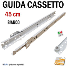 Carica l&#39;immagine nel visualizzatore di Gallery, 1 Confezione da 4 pezzi Rulli per binari scorrevoli per armadi, guide scorrevoli per cassetti, guide laterali per comodini, colore bianco 45cm 450mm guide cassetto guida a rotelle

