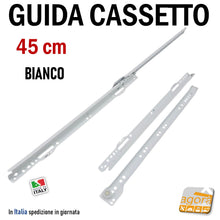 Carica l&#39;immagine nel visualizzatore di Gallery, Rulli per binari scorrevoli per armadi, guide scorrevoli per cassetti, guide laterali per comodini, colore bianco 45cm 450mm guide cassetto guida a rotelle salice
