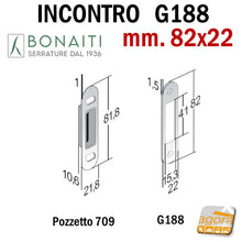 Carica l'immagine nel visualizzatore di Gallery, gaccia incontro riscontro contropiastra per serratura meccanica con fondello beige G188 Bonaiti mm 82x22 bordo tondo  pozzetto 709 Regolabile x serrature porte BITTER
