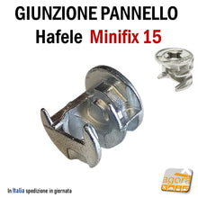 Carica l'immagine nel visualizzatore di Gallery, Giunzioni pannello eccentrica eccentrico Minifix D15 senza bordo Hafele per pannelli spessore 19mm foro diametro 15 nickel nichelata Industria giunzione pannelli

