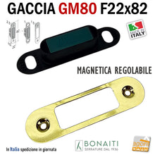 Carica l'immagine nel visualizzatore di Gallery, Riscontro Gaccia Bonaiti GM80 Magnetica Contropiastra per Serrature FORTY NG Regolabile Ottone Lucido Controcartella per serratura ottonata
