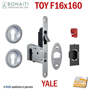 kit serratura bonaiti easy TOY f 16x160mm entrata 50mm x serrature scrigno scorrevoli completo di maniglie rosette per cilindro yale 4TH2205087 ean:8057284661252