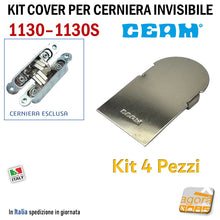 Carica l'immagine nel visualizzatore di Gallery, placchetta di copertura per cerniera CEAM 1130 1130S invisibile placchette cover coperture cerniere nichel satinato kit 4 pezzi metallo nuova disponibile
