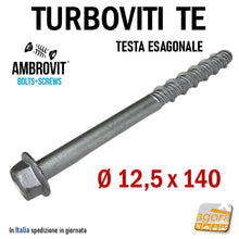 Carica l'immagine nel visualizzatore di Gallery, viti calcestruzzo CLS cemento armato turboviti tassello diretto Grosse DIametro 12,5cm x 140mm Ambrovit Testa esagonale 07070 vite muratura 14 cm
