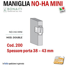 Load image into Gallery viewer, Maniglia invisibile porte senza serratura Bonaiti Double 200 spessore porta 38 - 43 mm B NO HA nascosta incassata porte raso muro raso parete filo muro armadi cassetti cassettiere cabina armadio
