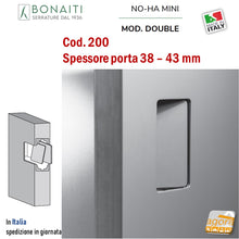 Load image into Gallery viewer, Maniglia invisibile porte senza serratura Bonaiti Double 200 spessore porta 38 - 43 mm B NO HA nascosta incassata porte rasomuro rasoparete filomuro armadi cassetti cassettiere cabine armadio 
