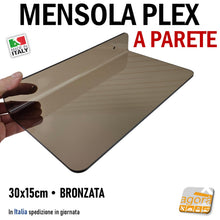 Carica l'immagine nel visualizzatore di Gallery, plexiglass, mensola muro, mensolina design, esposizione negozio, supporto parete, scaffale plexi, arredamento moderno, Made in Italy.
