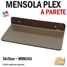 Carica l'immagine nel visualizzatore di Gallery, mensola a parete in plex fumè bronzata a L esposizione negozio negozi a muro scarpe accessori borse mensole mensoline muri diretta sui muri
