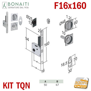 SLIDING DOOR LOCK KIT BONAITI TQN F16x160 G500+TIR BATHROOM WC COIN CHROME SAT Q8 E50