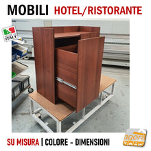 Load image into Gallery viewer, mobile su misura per ristorante ristorazione hotel alberghi ristoranti sala buffet bar albergo per riporre stovliglie piatti bicchieri con cassettone estrazione totale anta senza maniglia design moderno retrò alta qualità professionale
