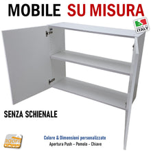 Carica l'immagine nel visualizzatore di Gallery, Mobiletto professionale su misura per la casa, realizzato in legno di alta qualità. Ideale per cucina, bagno, soggiorno o camera da letto. Perfetto anche per arredare uffici negozi e locali. Arredamento su misura elegante e resistente, perfetto per chi cerca soluzioni pratiche e design italiano. Versione senza schienale aperto mobile su misura personalizzato doppia anta antine apertura push invisibile senza maniglia. Armadietto ufficio
