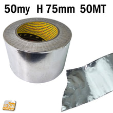 Load image into Gallery viewer, Nastro Alluminio Adesivo 3M H75mm 50my Rotolo 50mt Professionale 7cm 75 mm 50 metri apesso per canali condizionamento cdz
