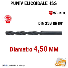 Carica l'immagine nel visualizzatore di Gallery, Punta elicoidale Wurth a forare per metallo HSS DIN338 MM 1,0-13,0
