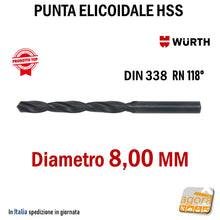 Carica l'immagine nel visualizzatore di Gallery, Punta elicoidale Wurth a forare per metallo HSS DIN338 MM 1,0-13,0
