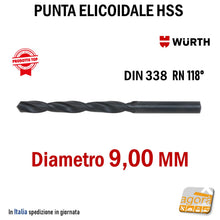 Carica l'immagine nel visualizzatore di Gallery, Punta elicoidale Wurth a forare per metallo HSS DIN338 MM 1,0-13,0
