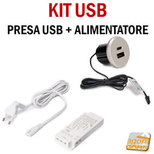 Load image into Gallery viewer, Presa USB precablata con alimentatore Plug&amp;Play da incasso per mobili bipresa USB Doppia Type C e Type A scrivania
