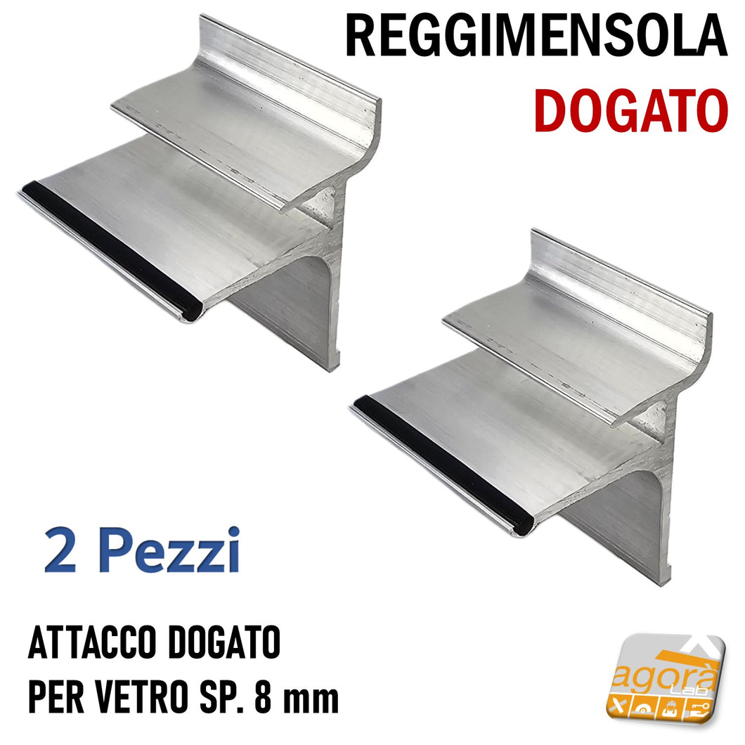 Reggimensola per ripiano in vetro cristallo spessore 8mm in alluminio attacco doga dogato parete dogata per negozi