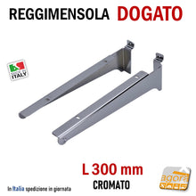 Carica l&#39;immagine nel visualizzatore di Gallery, reggimensola per pannello dogato staffe per ripiani legno pannello a doga slatwall staffa ripiano reggiripiano mensole da avvitare ala piegata per pannelli dogati negozi attrezzatura parete cromata 30cm
