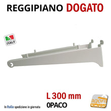Carica l&#39;immagine nel visualizzatore di Gallery, REGGIPIANO CON PERNI ATTACCO DOGATO REGGIMENSOLA MENSOLA NEGOZIO A DOGA 300MM COPPIA REGGIRIPIANI MENSOLE LEGNO PANNELLO ARREDO NEGOZI CON PERNI PER RIPIANO FORATO D8MM BIANCO L 30 CM 32CM ARREDO PARETE DOGATA ESPOSIZIONE SLATWALL
