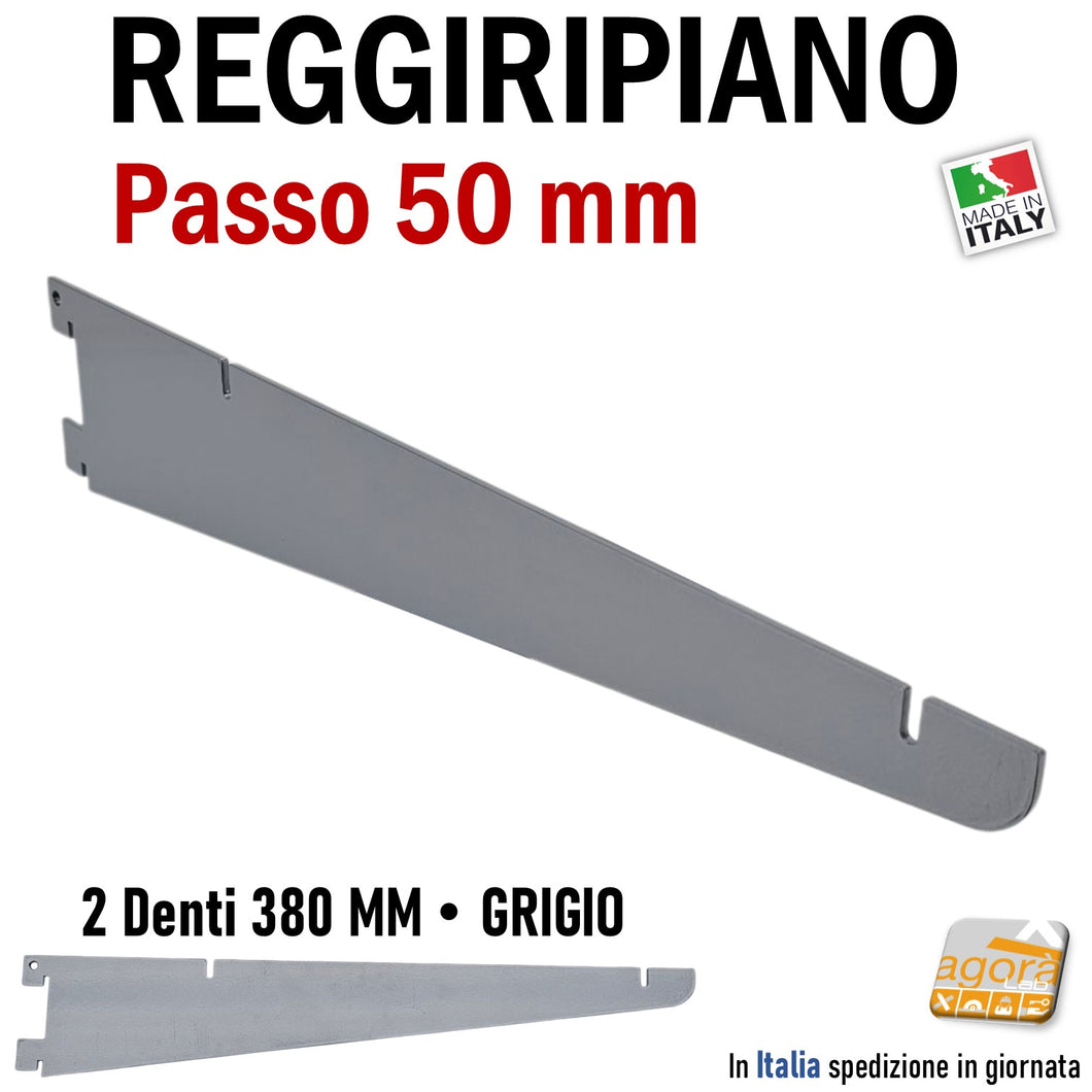 reggiripiano reggimensola staffa supporto per ripiani ripiano negozio negozi attacco cavettato cava passo 50m 5cm 40cm 38 cm in metallo colore grigio