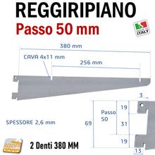 Carica l&#39;immagine nel visualizzatore di Gallery, reggiripiano reggimensola staffa supporto per ripiani ripiano negozio negozi attacco cavettato cava passo 50m 5cm 40cm 38 cm in metallo con tacche oer centratori pitutini
