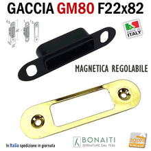 Carica l'immagine nel visualizzatore di Gallery, Riscontro Gaccia Bonaiti GM80 Magnetica Contropiastra per Serrature FORTY NG SMART Regolabile Ottone Lucido Controcartella per serratura 
