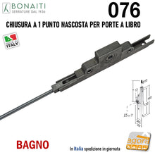 Carica l'immagine nel visualizzatore di Gallery, SERRATURA per PORTA A LIBRO BONAITI 076 CHIUSURA 1 PUNTO NASCOSTA BAGNO QUADRO 7X7 160MM corpo 130MM ENTRATA 24,5MM 25 CON ASTA FILETTATA 923MM 90CM mod.076 47076000F1 Q7 160x39mm perno Ø10mm D10
