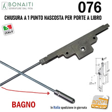 Carica l'immagine nel visualizzatore di Gallery, SERRATURA per PORTA A LIBRO BONAITI 076 CHIUSURA 1 PUNTO NASCOSTA BAGNO QUADRO 7X7 160MM corpo 130MM ENTRATA 24,5MM 25 CON ASTA FILETTATA 923MM 90CM mod.076 47076000F1 Q7 160x39mm perno Ø10mm D10 completa di asta barra perno

