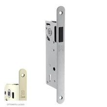 Load image into Gallery viewer, MAGNETIC INTERNAL DOOR LOCK B-FIVE BONAITI F00 PATENT FRONT 18X190MM E30 INT 90 CR.S/BRASS

