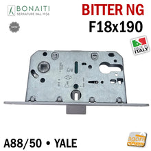Carica l'immagine nel visualizzatore di Gallery, Serratura Porta Bonaiti Bitter NG Frontale 18x190mm 190x18 A88 YALE Entrata 50 Interasse 85 mm Cromo Opaco 48A880509E
