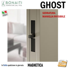 Load image into Gallery viewer, serratura per porta maniglia invisibile complanare bonaiti ghost 310-gf42 frontale 18x196mm 4031000097 passage magnetica maniglia nascosta
