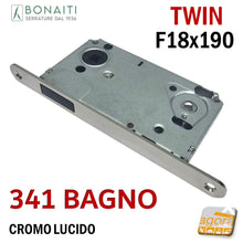 Load image into Gallery viewer, BONAITI B-TWIN 341 MAGNETIC DOOR LOCK WC BATHROOM FRONT 18X190MM E50 I90 POLISHED CHROME
