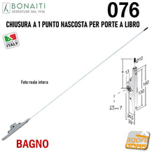 Carica l'immagine nel visualizzatore di Gallery, SERRATURA per PORTA A LIBRO BONAITI 076 CHIUSURA 1 PUNTO NASCOSTA BAGNO QUADRO 7X7 160MM corpo 130 ENTRATA 24,5 25 COMPLETA DI ASTA FILETTATA 923MM 90CM mod.076 47076000F1 Q7 160x39mm perno Ø10mm D10
