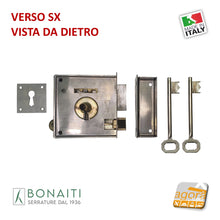 Carica l&#39;immagine nel visualizzatore di Gallery, SERRATURA VERTICALE PORTONCINO CON SCROCCO E CATENACCIO BONAITI ART.175 SX mm.80 Entrata 40mm  BRONZATA DA APPLICARE PORTE ANTICHE  4L1750800S
