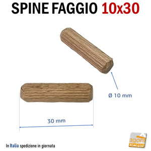SPINE FAGGIO STRIATE D 10X30MM TASSELLO IN LEGNO PER MOBILI SPINA LEGNO tassello in legno di qualità per assemblaggio mobili diametro 10 mm lunghezza 30mm