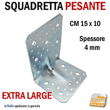 Carica l&#39;immagine nel visualizzatore di Gallery, Squadretta di Assemblaggio mm 150x100x120 sp 4,0 Acciaio Zincato Forata Angolare Extra Pesante
