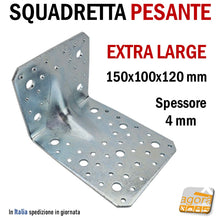 Carica l&#39;immagine nel visualizzatore di Gallery, Squadretta di Assemblaggio mm 150x100x120 sp 4,0 Acciaio Zincato Forata Angolare Extra Pesante
