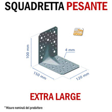 Carica l&#39;immagine nel visualizzatore di Gallery, Squadretta di Assemblaggio mm 150x100x120 sp 4,0 Acciaio Zincato Forata Angolare Extra Pesante
